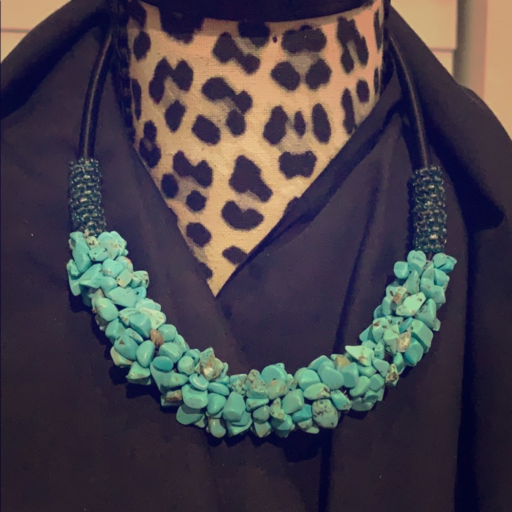 Turquoise cluster necklace